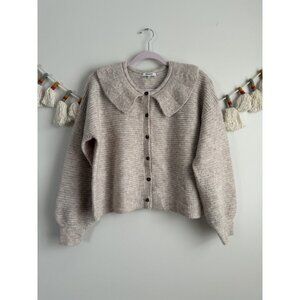Madewell Pointelle Collar Wool Alpaca Cardigan Oat Neutral Cottage Coquette M